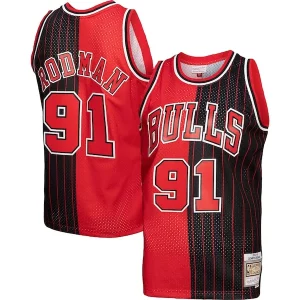 Bonito Original Dennis Rodman Chicago Bulls Hardwood Classics 1995/96 Split Swingman Jersey Red/Black  para la gran final