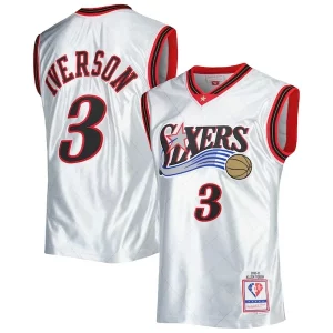 Magnífico Allen Iverson Philadelphia 76ers 2000/01 Hardwood Classics 75th Anniversary Swingman Jersey Platinum  para la gran final