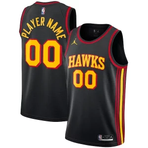 Maravilloso Atlanta Hawks Jordan Brand Swingman Custom Jersey Statement Edition Black  para la gran final