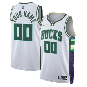 Bonito Comodo Milwaukee Bucks Nike 2021/22 Swingman Custom Jersey City Edition White  para la gran final