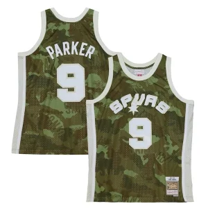 Versátil Tony Parker San Antonio Spurs Hardwood Classics 2000/01 Ghost Green Swingman Jersey Camo  para la gran final