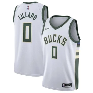 Increíble Damian Lillard Milwaukee Bucks Nike Unisex Swingman Player Jersey Association Edition White  para la gran final