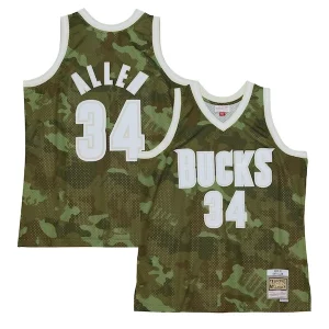 Fácil de llevar Chulo Moderno Ray Allen Milwaukee Bucks Hardwood Classics 2000/01 Ghost Green Swingman Jersey Camo  para la gran final