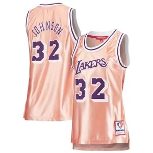 Bonito Exquisito Genial Magic Johnson Los Angeles Lakers Women's 75th Anniversary Rose Gold 1984 Swingman Jersey Pink  para la gran final