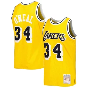 Resistente Cool Shaquille O'Neal Los Angeles Lakers 1996/97 Hardwood Classics Off Court Swingman Jersey Yellow  para la gran final