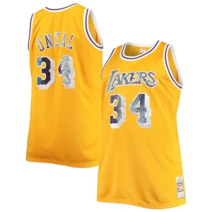 Increíble Estupendo Versátil Shaquille O'Neal Los Angeles Lakers Big & Tall 1996 97 NBA 75th Anniversary Diamond Swingman Jersey Gold  para la gran final