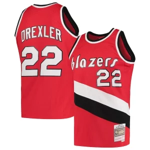 Clásico Elegante Clyde Drexler Portland Trail Blazers 1983/84 Hardwood Classics Swingman Jersey Red  para la gran final
