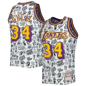 Robusto Bonito Shaquille O'Neal Los Angeles Lakers 1996/97 Hardwood Classics Doodle Swingman Jersey White  para la gran final