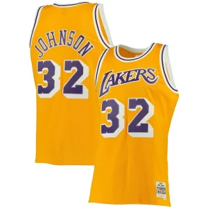 Resistente Magic Johnson Los Angeles Lakers 1984/85 Big & Tall Hardwood Classics Swingman Jersey Gold  para la gran final