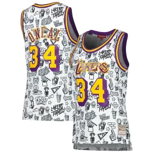 Sofisticado Shaquille O'Neal Los Angeles Lakers Women's 1996 Doodle Swingman Jersey White  para la gran final