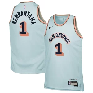 Duradero Resistente Increíble Victor Wembanyama San Antonio Spurs Nike Youth 2024/25 Swingman Player Jersey City Edition Light Blue  para la gran final