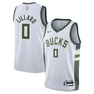 Resistente Fantástico Atractivo Damian Lillard Milwaukee Bucks Nike Youth Swingman Jersey Association Edition White  para la gran final