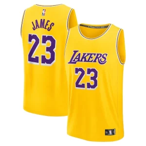 Delicioso Versátil Elegante LeBron James Los Angeles Lakers Youth Fast Break Replica Player Jersey Icon Edition Gold  para la gran final