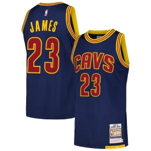 Magnífico Robusto Duradero LeBron James Cleveland Cavaliers 2015/16 Hardwood Classics Authentic Jersey Navy  para la gran final