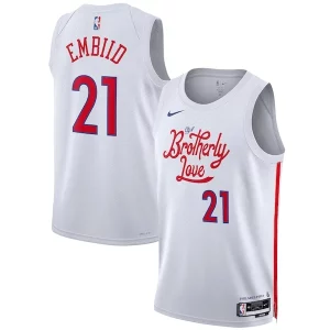 Práctico Fácil de llevar Joel Embiid Philadelphia 76ers Nike Unisex 2022/23 Swingman Jersey City Edition White  para la gran final