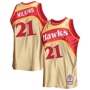 Único Dominique Wilkins Atlanta Hawks 75th Anniversary 1986/87 Hardwood Classics Swingman Jersey Gold  para la gran final