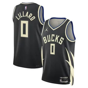 Práctico Atractivo Lujoso Damian Lillard Milwaukee Bucks Jordan Brand Unisex Swingman Player Jersey Statement Edition Black  para la gran final