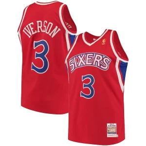 Duradero Chulo Genial Allen Iverson Philadelphia 76ers 1996/97 Hardwood Classics Authentic Jersey Red/Black/White  para la gran final