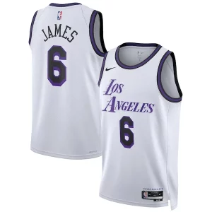 Ideal LeBron James Los Angeles Lakers Nike Unisex 2022/23 Swingman Jersey City Edition White  para la gran final