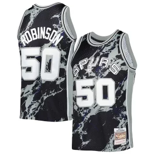 Bonito Original David Robinson San Antonio Spurs 1998/99 Hardwood Classics Marble Swingman Jersey Black  para la gran final