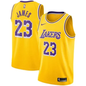 Duradero Comodo LeBron James Los Angeles Lakers Nike Swingman Player Jersey Gold Icon Edition  para la gran final