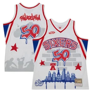 Cool Bonito Philadelphia 76ers x Tats Cru Hardwood Classics Fashion Jersey White  para la gran final