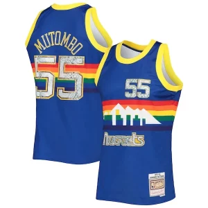 Práctico Magnífico Dikembe Mutombo Denver Nuggets 1996/97 Hardwood Classics NBA 75th Anniversary Diamond Swingman Jersey Royal  para la gran final