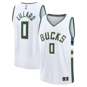 Único Elegante Damian Lillard Milwaukee Bucks Fast Break Replica Player Jersey Association Edition White  para la gran final