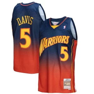 Hermoso Práctico Baron Davis Golden State Warriors 2006/07 Hardwood Classics Fadeaway Swingman Player Jersey Navy/Orange  para la gran final
