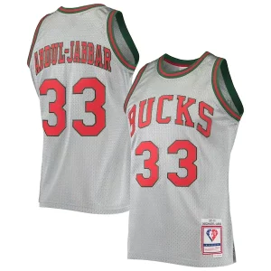 Resistente Chulo Perfecto Kareem Abdul Jabbar Milwaukee Bucks 75th Anniversary 1971/72 Hardwood Classics Swingman Jersey Silver  para la gran final
