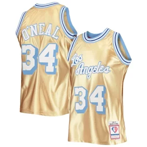 Cool Exquisito Shaquille O'Neal Los Angeles Lakers 75th Anniversary 1996/97 Hardwood Classics Swingman Jersey Gold  para la gran final