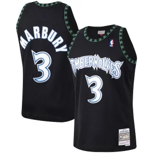 Genial Elegante Comodo Stephon Marbury Minnesota Timberwolves 1997/98 Hardwood Classics Swingman Jersey Black  para la gran final