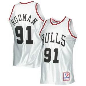 Clásico Sofisticado Dennis Rodman Chicago Bulls 1997/98 Hardwood Classics 75th Anniversary Swingman Jersey Platinum  para la gran final