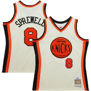 Exquisito Latrell Sprewell New York Knicks Chainstitch Swingman Jersey Cream  para la gran final