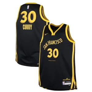 Maravilloso Genial Fantástico Stephen Curry Golden State Warriors Nike Youth Swingman Replica Jersey City Edition Black  para la gran final