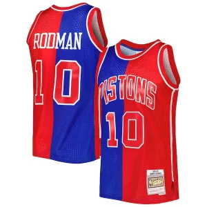 Increíble Hermoso Magnífico Dennis Rodman Detroit Pistons Hardwood Classics 1988/89 Split Swingman Jersey Blue/Red  para la gran final