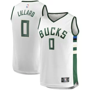 Increíble Fantástico Damian Lillard Milwaukee Bucks Youth Fast Break Player Jersey Association Edition White  para la gran final