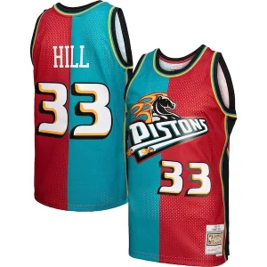 Robusto Grant Hill Detroit Pistons Hardwood Classics 1999/00 Split Swingman Jersey Teal/Red  para la gran final