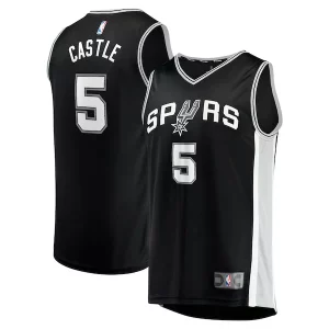 Maravilloso Perfecto Lujoso Stephon Castle San Antonio Spurs 2024 NBA Draft Fast Break Player Jersey Icon Edition Black  para la gran final