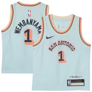Atractivo Original Maravilloso Victor Wembanyama San Antonio Spurs Nike Preschool 2024/25 Swingman Player Jersey City Edition Light Blue  para la gran final
