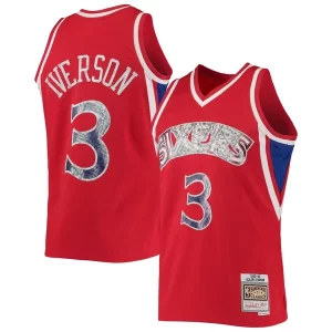 Robusto Chulo Allen Iverson Philadelphia 76ers 1996/97 Hardwood Classics NBA 75th Anniversary Diamond Swingman Jersey Red  para la gran final