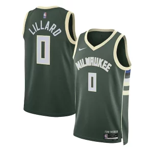 Hermoso Damian Lillard Milwaukee Bucks Nike Unisex Swingman Jersey Icon Edition Hunter Green  para la gran final