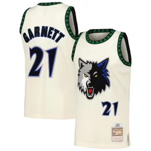 Robusto Atractivo Kevin Garnett Minnesota Timberwolves Chainstitch Swingman Jersey Cream  para la gran final