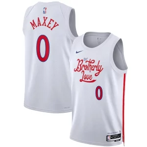 Atractivo Original Tyrese Maxey Philadelphia 76ers Nike Unisex 2022/23 Swingman Jersey City Edition White  para la gran final