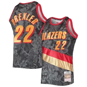 Fácil de llevar Elegante Original Clyde Drexler Portland Trail Blazers Hardwood Classics 1991/92 Lunar New Year Swingman Jersey Black  para la gran final