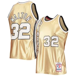 Perfecto Lujoso Bill Walton Portland Trail Blazers 75th Anniversary 1976/77 Hardwood Classics Swingman Jersey Gold  para la gran final