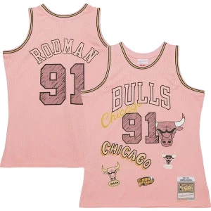 Comodo Dennis Rodman Chicago Bulls 1997/98 Swingman Sidewalk Sketch Jersey Pink  para la gran final
