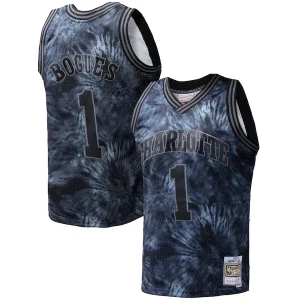Chulo Muggsy Bogues Charlotte Hornets Hardwood Classics 1992/93 Tie Dye Swingman Jersey Black  para la gran final