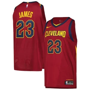 Original Ideal Fantástico LeBron James Cleveland Cavaliers Nike Authentic Player Jersey Icon Edition Wine  para la gran final