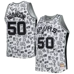 Moderno David Robinson San Antonio Spurs 1998/99 Hardwood Classics Doodle Swingman Player Jersey White  para la gran final
